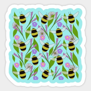 Bumble bee in wild flowers Sticker